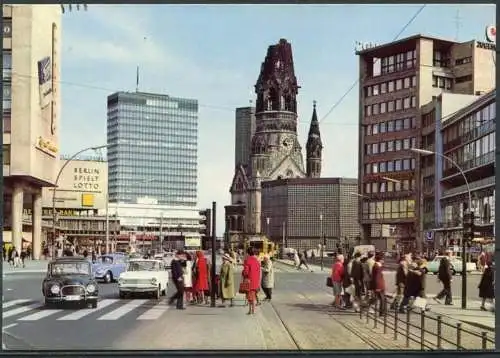 (1138) Berlin / Europa Center und Kaiser-Wilhelm-Gedächtniskirche / Oldtimer - gel. 1966