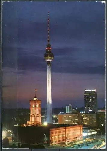 (1106) Berlin bei Nacht / Fernsehturm - n. gel. - DDR - Bild und Heimat