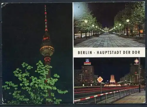 (1085) Berlin bei Nacht / Mehrbildkarte - n. gel. - DDR - Bild und Heimat