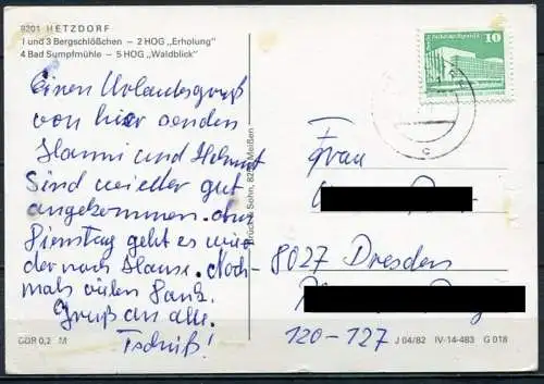 (1027) Erholungsort Hetzdorf / Mehrbildkarte s/w - gel. - DDR