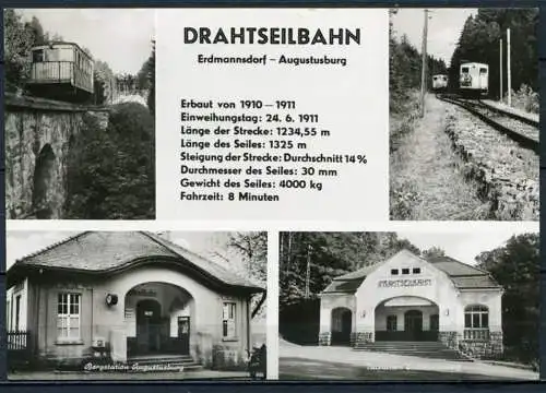 (1016) Drahtseilbahn Erdmannsdorf - Augustusburg / Mehrbildkarte - gel. 1966 - DDR