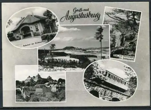 (1011) Gruß aus Augustusburg / Mehrbildkarte s/w - gel. 1964 - DDR - Bild und Heimat