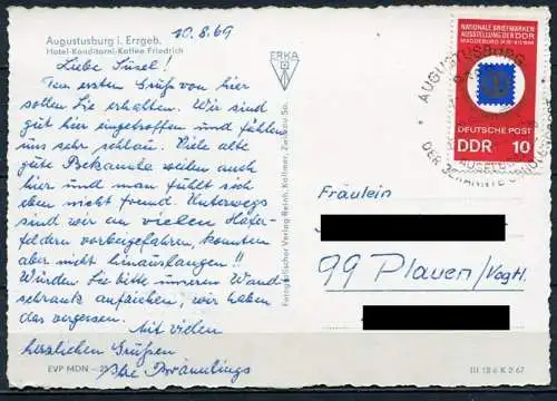 (1009) Augustusburg i. Erzgeb. / Hotel-Konditorei-Kaffee Friedrich - gel. 1969 - DDR