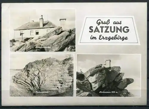 (0944) Gruß aus Satzung im Erzgebirge / Mehrbildkarte s/w - gel. 1966 - DDR - Z 384  B 8/65  Graphokopie HS