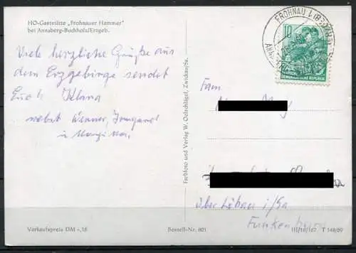 (0883) Annaberg-Buchholz/ HO-Gaststätte "Frohnauer Hammer" - gel. 1960 - DDR