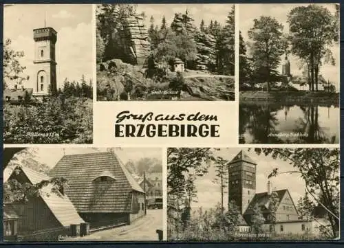 (0881) Gruß aus dem Erzgebirge/ Mehrbildkarte s/w - gel. 1964 - DDR - B 8/63 - Graphokopie HS