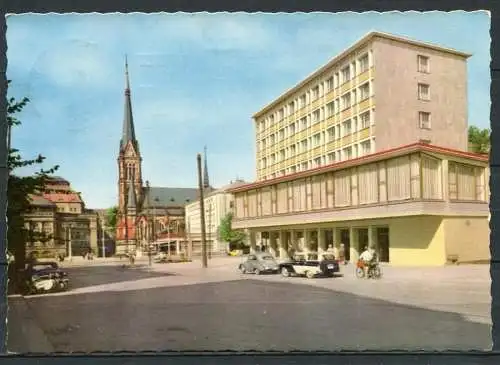 (0780) Karl-Marx-Stadt/ Blick zum Theaterplatz/ Oldtimer Wartburg P70 - gel. 1962 - DDR