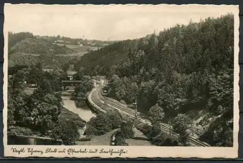 (0697) Vogtl. Schweiz, Blick ins Elstertal und Barthmühle/ Bahnstrecke /Gleise - gel. 1941 - Nr. 11137