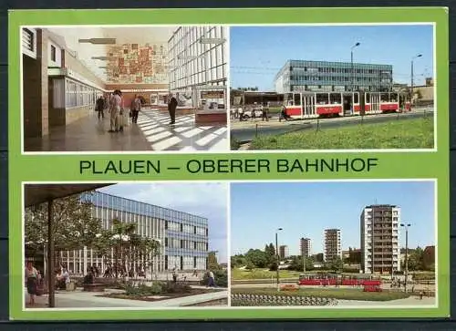 (0687) Plauen/ Oberer Bahnhof/ mit Straßenbahn/ Mehrbildkarte - gel. 1989 - DDR - Bild und Heimat