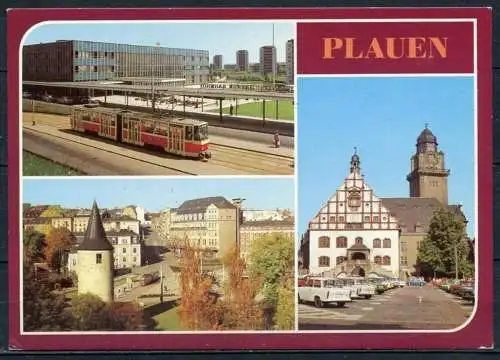 (0683) Plauen/ Mehrbildkarte/ Straßenbahn/ Oldtimer Trabant - n. gel. - DDR - Bild und Heimat