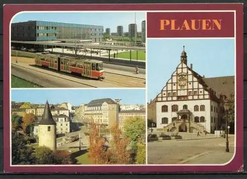 (0667) Plauen/ Mehrbildkarte/ u. a. oberer Bahnhof mit Straßenbahn - n. gel. - DDR - Bild u. Heimat