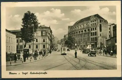 (0652) Plauen i. Vogtl./ Bahnhofstraße/ Straßenbahn/ Oldtimer - gel.  1955 - DDR