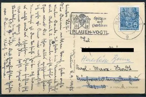 (0652) Plauen i. Vogtl./ Bahnhofstraße/ Straßenbahn/ Oldtimer - gel.  1955 - DDR