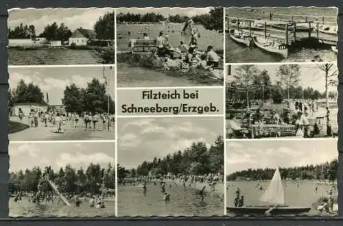 (0608) Filzteich bei Schneeberg/Erzgeb./ Mehrbildkarte s/w - gel. - DDR - VEB Volkskunstverlag Reichenbach