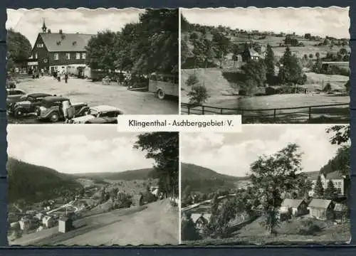 (0595) Klingenthal - Aschberggebiet / Oldtimer/ Mehrbildkarte s/w - Echt Foto - gel. ca. 1957 -  DDR - T 136/57