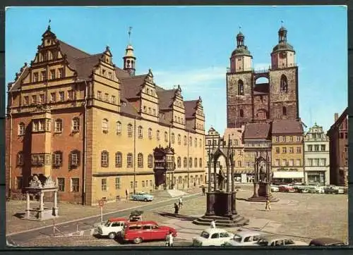 (0455) Lutherstadt Wittenberg/ Markt mit Rathaus u. Blick z. Stadtkirche - gel. 1978 - DDR - Planet-Verlag Berlin