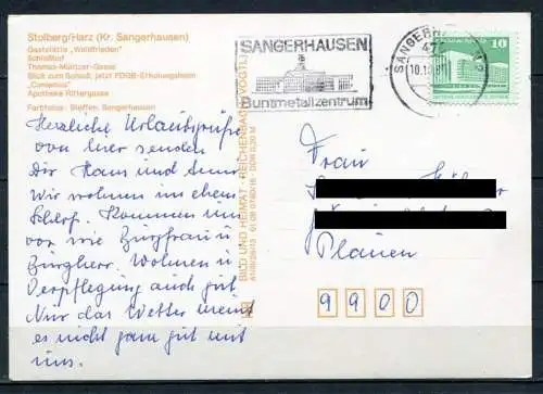 (0406) Grüße aus Stolberg - Harz/ Mehrbildkarte - gel. - DDR - Bild und Heimat - 01 08 0760/16