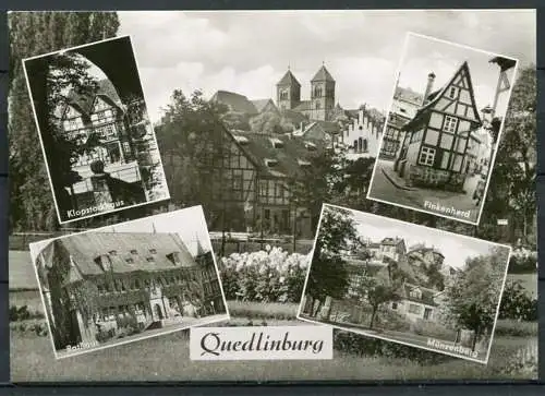 (0350) Quedlinburg/ Mehrbildkarte s/w - gel. 1963 - DDR - N 3/63  A 0127  E. Riehn, Wernigerode