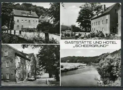 (0301) Leisnig/ Gaststätte und Hotel "Scheergrund" / Oldtimer/ Mehrbildk. s/w - gel. - DDR - B. u. Heimat