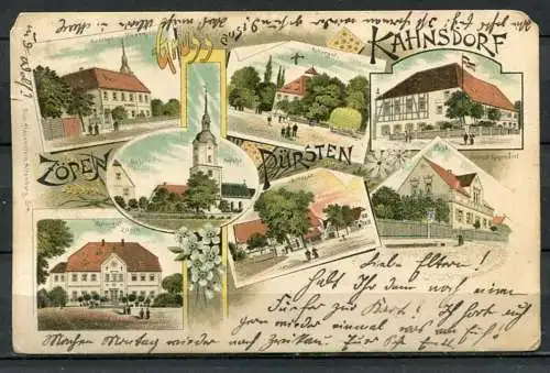 (0290) Lithographie/ Gruss aus Zöpen Pürsten Kahnsdorf - Deutsche Reichspost - gel. 1905