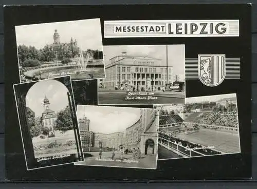 (0270) Messestadt Leipzig/ Mehrbildkare s/w - gel. ca. 1965 - DDR - Best.-Nr. P 273  B 8/64 / Graphokopie HS