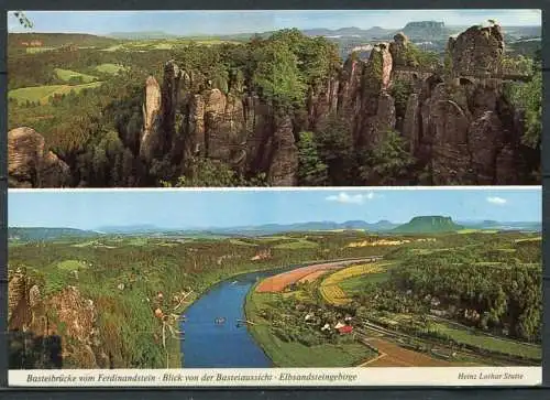 (0157) Lohmen/ Mehrbildkarte - Basteibrücke vom Ferdinandstein/ Blick von der Basteibrücke - gel. 1992