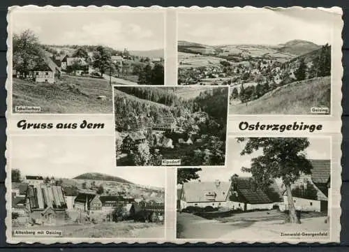 (00089) Altenberg - Mehrbildkarte/ verschied. Ortsteile s/w - gel. - DDR - Bild und Heimat  12/3638  679/65