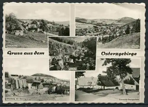 (0089) Altenberg - Mehrbildkarte/ verschied. Ortsteile s/w - gel. - DDR - Bild und Heimat  12/3638  679/65