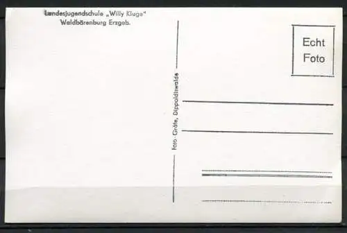 (0077) Altenberg / OT Waldbärenburg/Erzgeb. - Landesjugendschule "Willy Kluge" - Echt Foto - n. gel.  - DDR