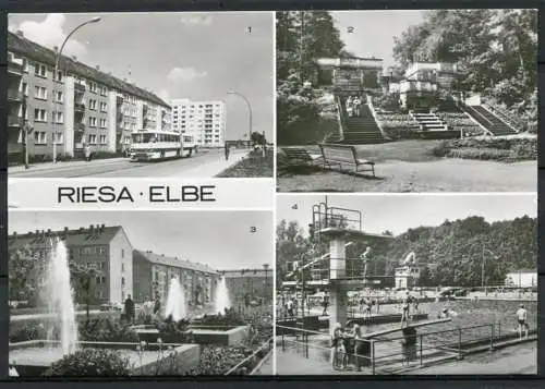 (00065) Riesa / Mehrbildkarte s/w - gel. 1986 - DDR - Bild und Heimat 24/85  01 12 14 078