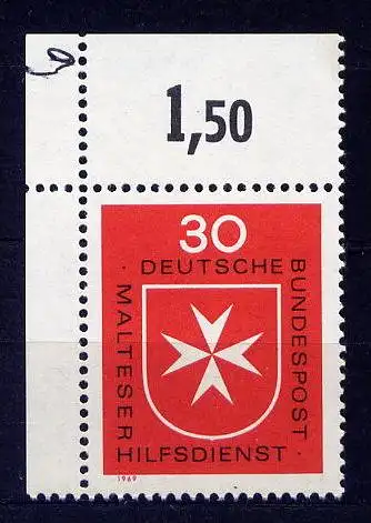 (5835) BRD Nr.600         **  postfrisch  Eckrand