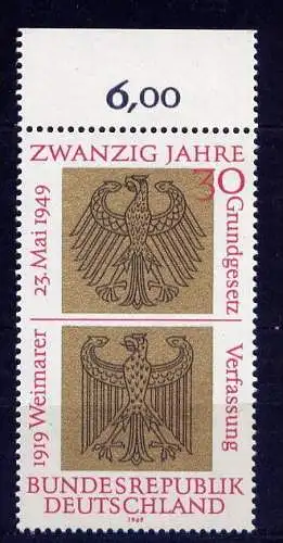 (5822) BRD Nr.585         **  postfrisch  Oberrand