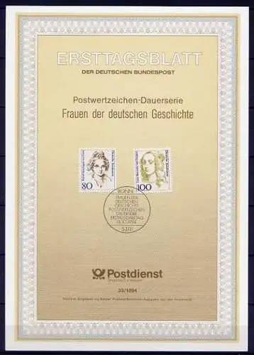 BRD Nr.1755 Ersttagsblatt ETB 33/1994        (012) Freimarken Frauen