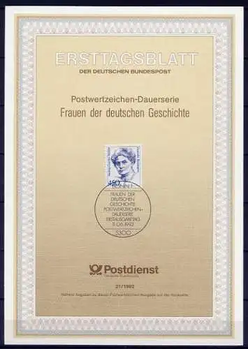 BRD Nr.1614 Ersttagsblatt ETB 21/1992        (006) Freimarken Frauen