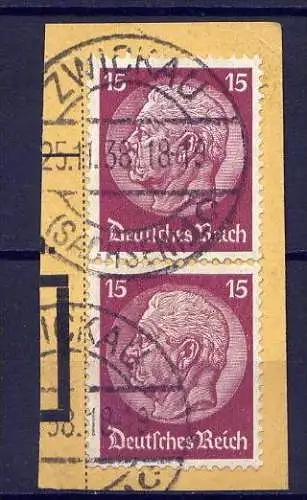 (1221) Deutsches Reich Nr.520 Paar        O  gestempelt / PK-Abschnitt Zwickau