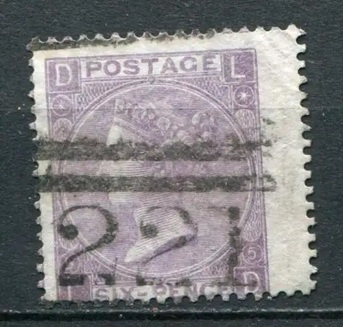 (025) Großbritannien Nr.25 Plate 5 BR         O  gestempelt / L-D / Knick!