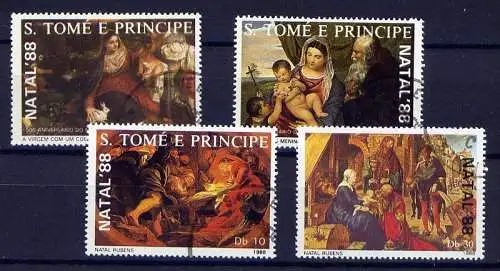 (006) Sao Tome und Principe Nr.1088/91 komplett         O gestempelt / Kunst Gemälde Weihnachten