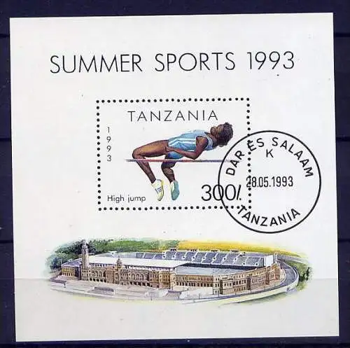 Tansania Block 212         O used       (006) Sport Stadion Hochsprung