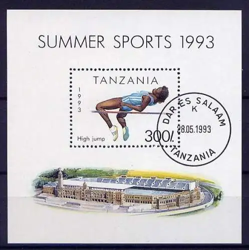 Tansania Block 212         O used       (004) Sport Stadion Hochsprung