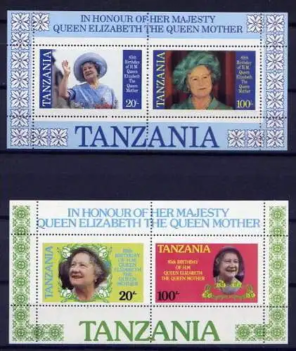 Tansania Block 42/3         ** mint       (002) Queen Mom von  QE II