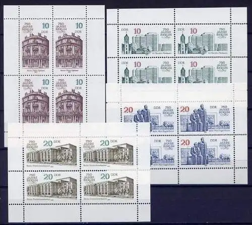 DDR Nr.3075/8  Vier Kleinbogen        **  mint      (2226) ( Jahr: 1987 )