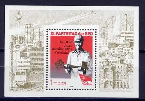 (2179) DDR Nr.3013  Block 83         **  postfrisch