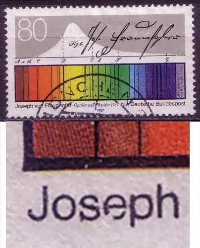 BRD Nr.1313    O used     (4762) Flecke an seph in Joseph - Bruch des e ( Wahrscheinlich Papier-bedingt)