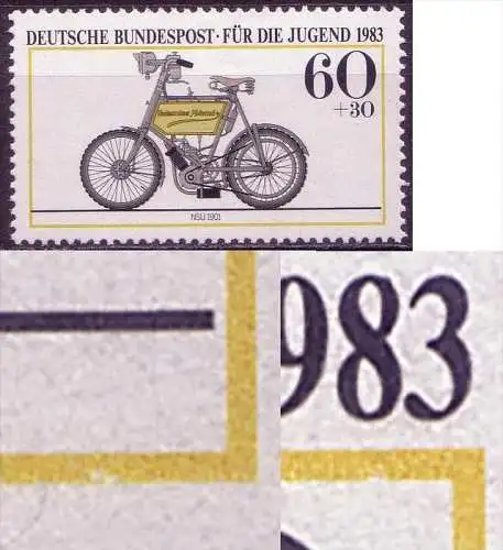 BRD Nr.1169    ** mint     (4761) Eingekerbter gelber Rahmen und Beule an der 8 von 1983