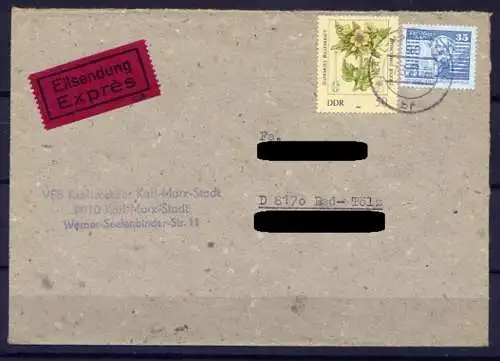 DDR Nr.2696     Brief Eilsendung Express gelaufen   (B089)  (Jahr:1983) Karl-Marx-Stadt Kraftverkehr