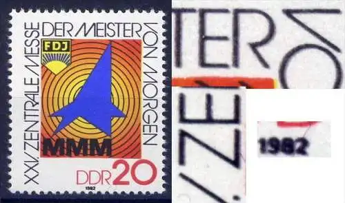 (13019) DDR Nr.2750      **  postfrisch Doppeldruck/ Schmitzdruck der Farbe Schwarz?