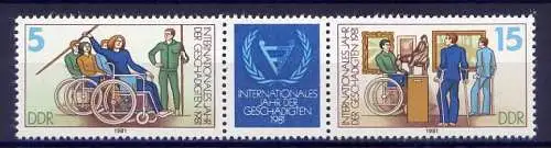 (8832) DDR Nr.2621/2 Streifen           **  postfrisch