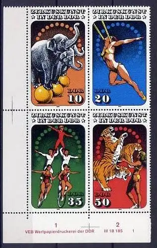 (10496)DDR Nr.2983/6 Unterrand Viererblock DV          **  postfrisch