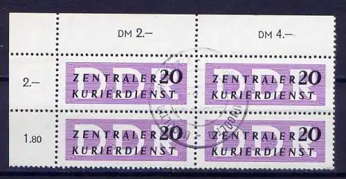 DDR Dienst B Nr. II         O  used       (11102)  Viererblock  Eckrand