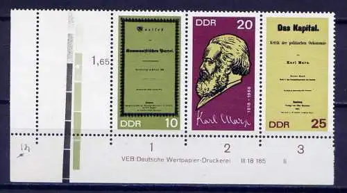 DDR Nr.1365/7 Streifen mit Leerfeld !!!             **  mint       (7278) ( Jahr: 1968 )